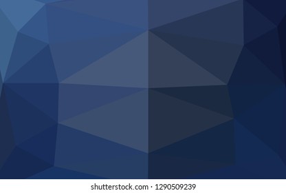 Dark BLUE vector abstract mosaic backdrop. Colorful illustration in Origami style with gradient.  Template for a cell phone background.