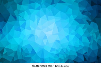 Dark BLUE vector abstract mosaic backdrop. Elegant bright polygonal illustration with gradient. Triangular pattern for your design.