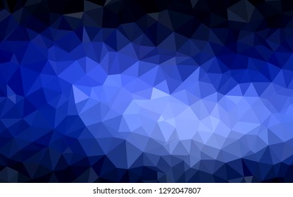 Dark BLUE vector abstract mosaic backdrop. Creative geometric illustration in Origami style with gradient. Brand new style for your business design.
