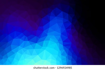 Dark BLUE vector abstract mosaic background. Glitter abstract illustration with an elegant triangles. Best triangular design for your business.
