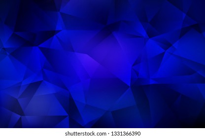 Dark BLUE vector abstract mosaic background. Triangular geometric sample with gradient.  Completely new template for your banner.