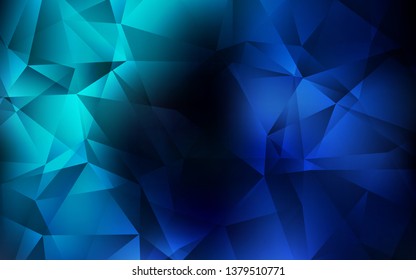 Dark BLUE vector abstract mosaic backdrop. Glitter abstract illustration with an elegant triangles. Best triangular design for your business.