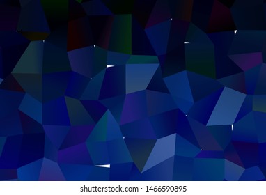 Dark BLUE vector abstract mosaic backdrop. Triangular geometric sample with gradient.  Template for cell phone's backgrounds.