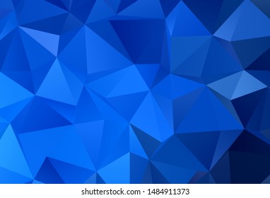 Dark BLUE vector abstract mosaic backdrop. Geometric illustration in Origami style with gradient.  Brand new style for your business design.