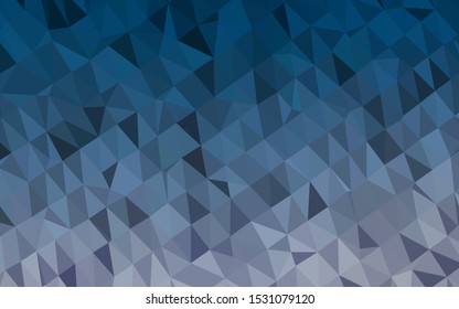Dark BLUE vector abstract mosaic pattern. Triangular geometric sample with gradient.  The best triangular design for your business.