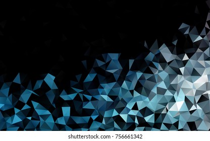 Dark BLUE vector abstract mosaic template. Triangular geometric sample with gradient.  The best triangular design for your business.
