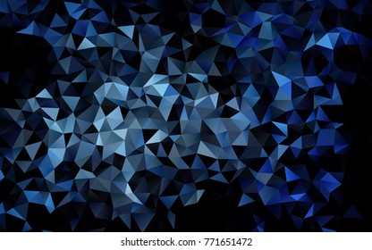 Dark BLUE vector abstract mosaic template. Shining illustration, which consist of triangles. The textured pattern can be used for background.