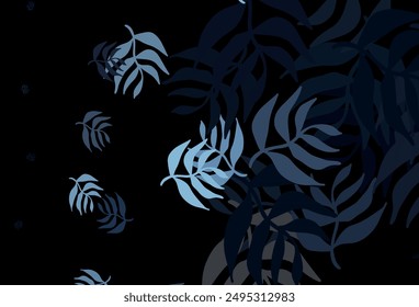 Dark BLUE vector abstract pattern with leaves. Decorative illustration with doodles on abstract template. Hand painted design for web, wrapping.