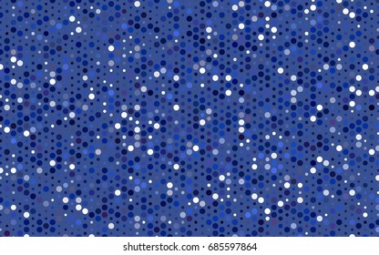 Dark BLUE vector abstract pattern with circles. Geometry template for your business design. Background with colored spheres.