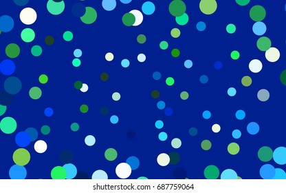 Dark BLUE vector abstract pattern with circles. Geometry template for your business design. Background with colored spheres.
