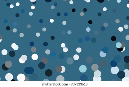Dark BLUE vector abstract pattern with circles. Geometry template for your business design. Background with colored spheres.