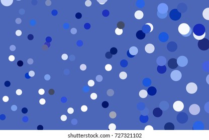 Dark BLUE vector abstract pattern with circles. Geometry template for your business design. Background with colored spheres.