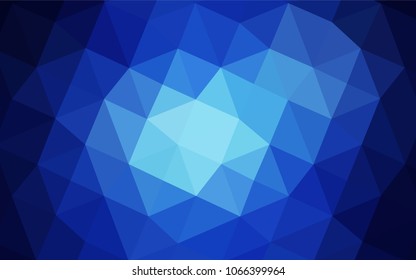 Dark BLUE vector abstract polygonal template. Triangular geometric sample with gradient.  Textured pattern can be used for background.
