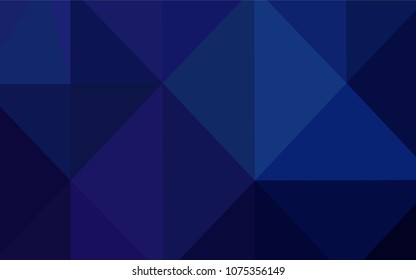 Dark BLUE vector abstract polygonal template. Creative geometric illustration in Origami style with gradient. Triangular pattern for your business design.