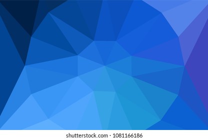Dark BLUE vector abstract polygonal pattern with a gem in a centre. Shining colorful illustration with triangles. Triangular pattern for your design.