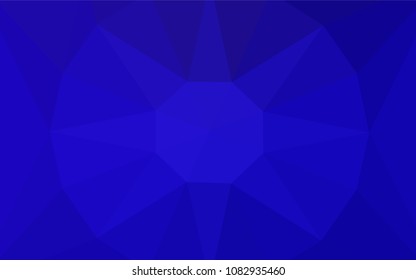 Dark BLUE vector abstract polygonal template with a gem in a centre. Illustration in halftone style with triangles. Triangular pattern for your design.