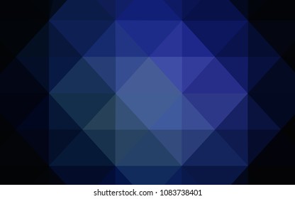 Dark BLUE vector abstract polygonal template. Triangular geometric sample with gradient.  New template for your brand book.