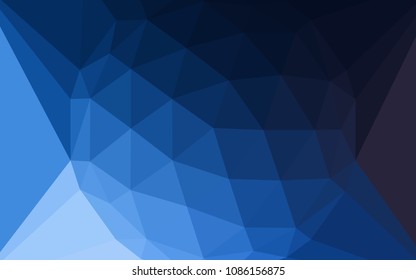 Dark BLUE vector abstract polygonal pattern with a gem in a centre. Triangular geometric sample with gradient.  New template for your brand book.