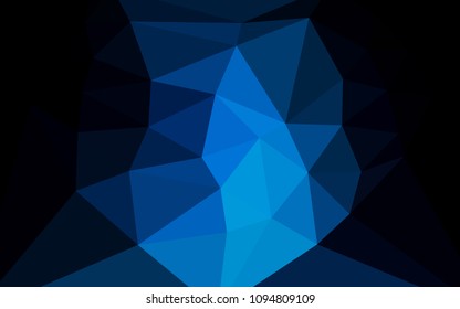 Dark BLUE vector abstract polygonal template with a heart in a centre. Illustration in Origami style with gradient. Polygonal design for your web site.