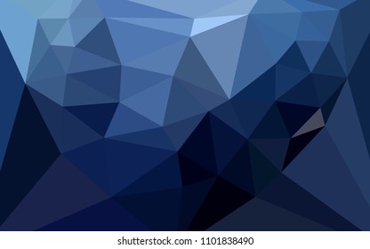 Dark BLUE vector abstract polygonal pattern with a heart in a centre. Triangular geometric sample with gradient.  A new texture for your web site.