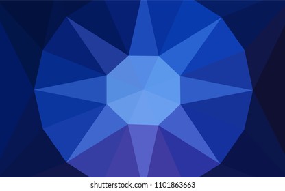 Dark BLUE vector abstract polygonal template with a gem in a centre. Polygonal abstract illustration with gradient. A completely new design for your leaflet.