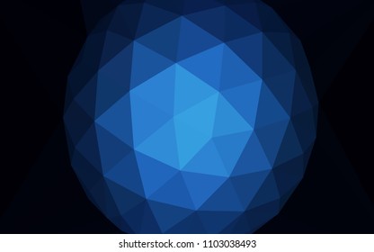 Dark BLUE vector abstract polygonal pattern with a gem in a centre. Illustration in Origami style with gradient.  Completely new template for your banner.