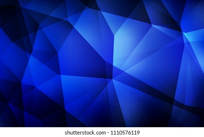Dark BLUE vector abstract polygonal pattern. A sample with polygonal shapes. Triangular pattern for your design.