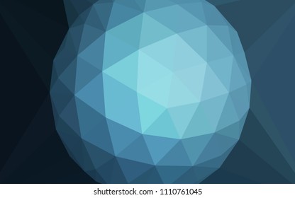 Dark BLUE vector abstract polygonal pattern with a gem in a centre. Triangular geometric sample with gradient.  Best triangular design for your business.