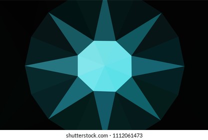 Dark BLUE vector abstract polygonal pattern with a gem in a centre. Elegant polygonal illustration with gradient. Triangular pattern for your design.