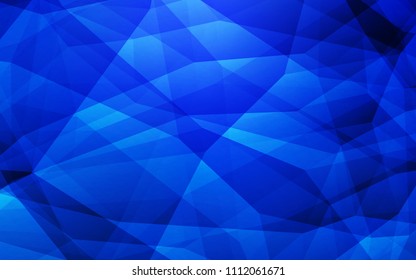 Dark BLUE vector abstract polygonal template. Triangular geometric sample with gradient.  A completely new design for your leaflet.