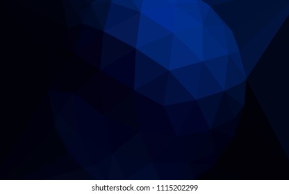 Dark BLUE vector abstract polygonal template with a gem in a centre. Abstract illustration with an elegant triangles. Triangular pattern for your design.