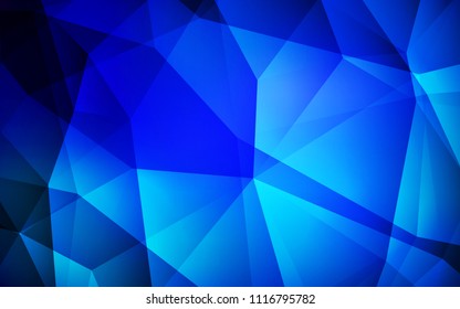 Dark BLUE vector abstract polygonal template. Geometric illustration in Origami style with gradient.  Brand new design for your business.