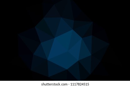 Dark BLUE vector abstract polygonal background. Geometric illustration in Origami style with gradient.  Brand new style for your business design.