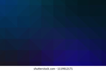 Dark BLUE vector abstract polygonal template. Glitter abstract illustration with an elegant triangles. Best triangular design for your business.