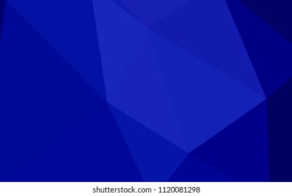 Dark BLUE vector abstract polygonal pattern. Triangular geometric sample with gradient.  Completely new template for your banner.