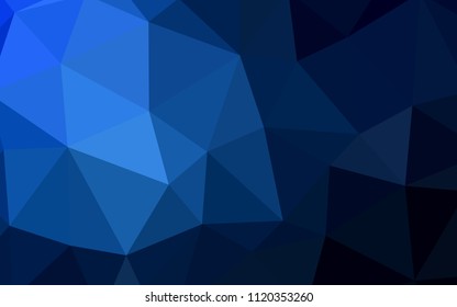 Dark BLUE vector abstract polygonal background. Shining polygonal illustration, which consist of triangles. Template for cell phone's backgrounds.