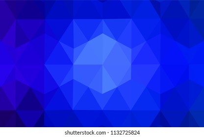 Dark BLUE vector abstract polygonal template. Glitter abstract illustration with an elegant triangles. Best triangular design for your business.