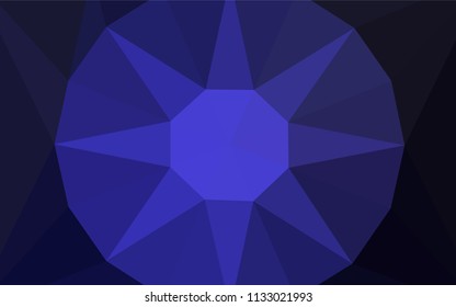 Dark BLUE vector abstract polygonal pattern with a gem in a centre. Polygonal illustration, which consists of triangles. Triangular pattern for your design.