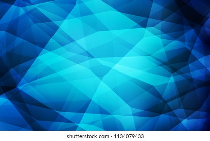 Dark BLUE vector abstract polygonal template. Glitter abstract illustration with an elegant triangles. Polygonal design for your web site.
