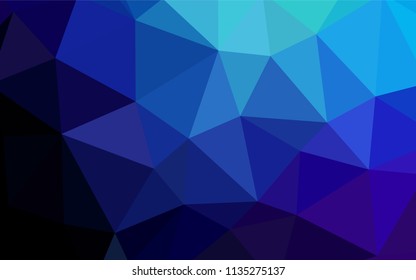 Dark BLUE vector abstract polygonal template. Geometric illustration in Origami style with gradient.  Template for cell phone's backgrounds.