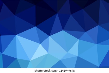 Dark BLUE vector abstract polygonal pattern. Triangular geometric sample with gradient.  Polygonal design for your web site.