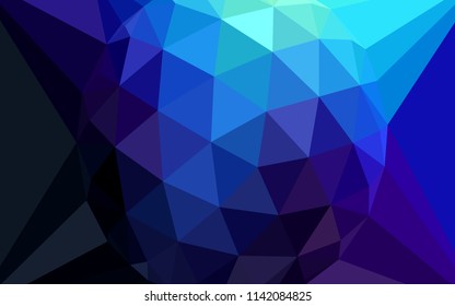 Dark BLUE vector abstract polygonal pattern with a gem in a centre. Illustration in halftone style with triangles. Completely new template for your banner.