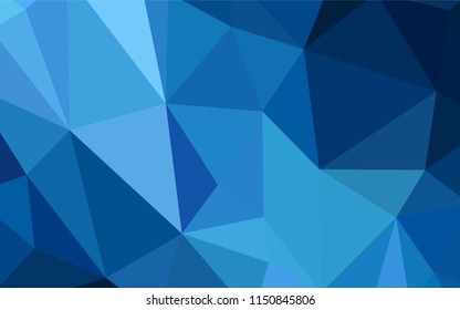 Dark BLUE vector abstract polygonal template. Shining polygonal illustration, which consist of triangles. Polygonal design for your web site.