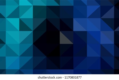 Dark BLUE vector abstract polygonal pattern. Glitter abstract illustration with an elegant triangles. Polygonal design for your web site.