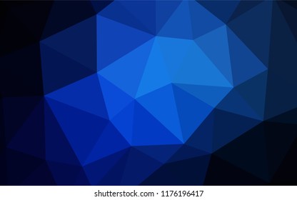 Dark BLUE vector abstract polygonal template. Triangular geometric sample with gradient.  Triangular pattern for your design.