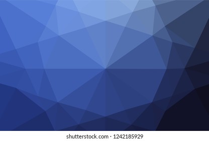 Dark BLUE vector abstract polygonal cover. Creative illustration in halftone style with gradient. Triangular pattern for your business design.