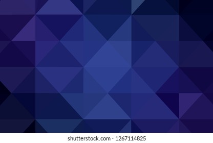 Dark BLUE vector abstract polygonal pattern. Shining polygonal illustration, which consist of triangles. A completely new design for your leaflet.