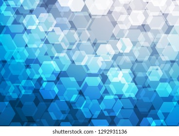 Dark BLUE vector abstract polygonal background. hexagonal geometric sample with gradient.  A completely new design for your business.