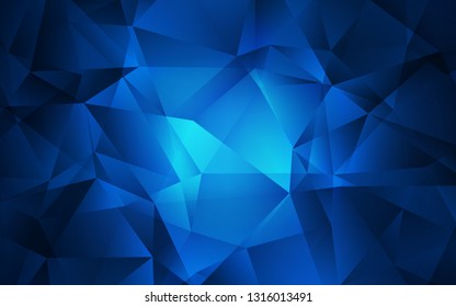 Dark BLUE vector abstract polygonal template. Shining colorful illustration with triangles. Completely new template for your banner.