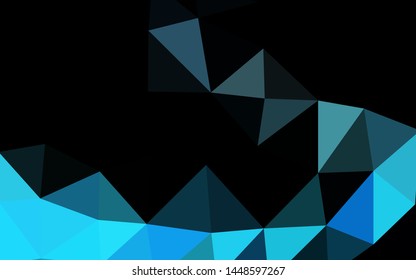 Dark BLUE vector abstract polygonal texture. Triangular geometric sample with gradient.  Brand new style for your business design.
